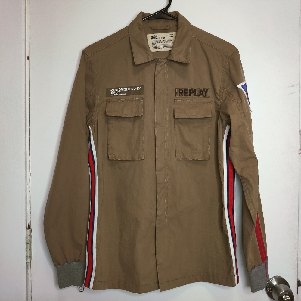 REPLAY Tan Military Style Shirt Jacket